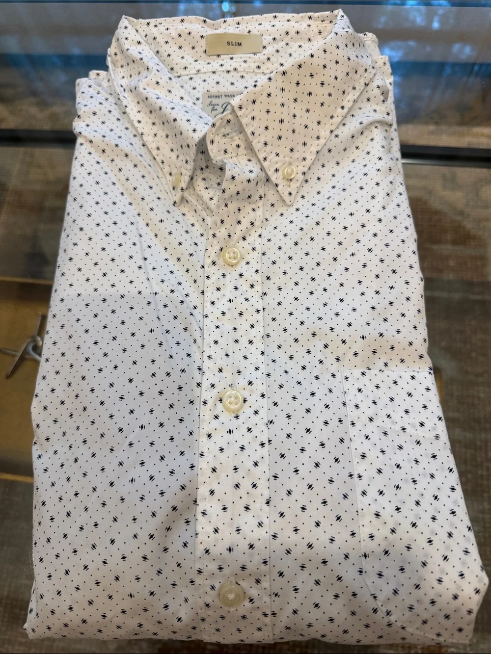 J Crew summer weight, short sleeve cotton shirt, slim large